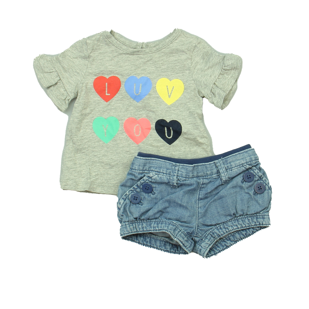 Gap Girls Gray | Blue Apparel Sets size: 3-6 Months